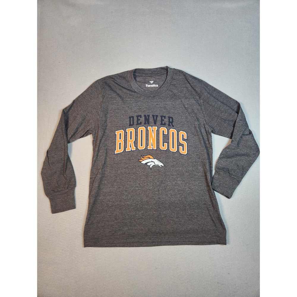 Fanatics Denver Broncos Youth Medium Long Sleeve T-Shirt Heather Grey NFL Kids